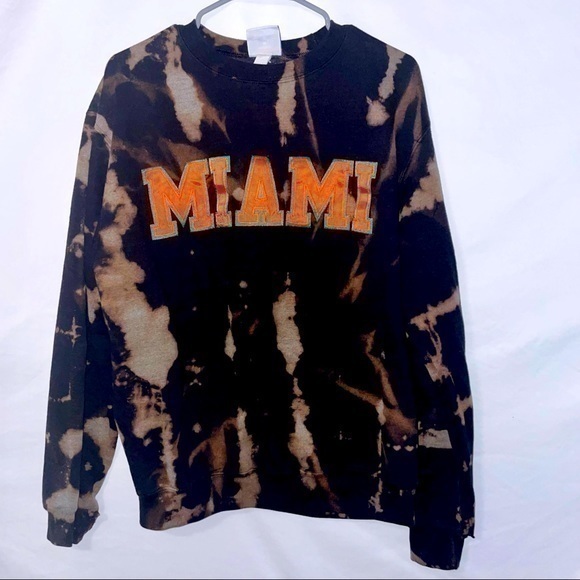 Upcycled CHAMPION Miami Crewneck Bleach Dyed Sweatshirt - Medium - Picture 1 of 2